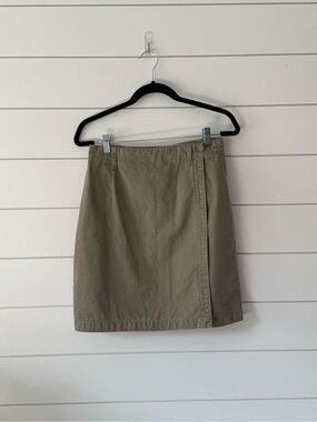 Vintage Gap Classic Khaki A-Line Wrap Skirt Butter Mom 90s Size 8